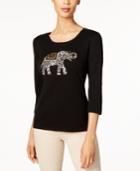 Karen Scott Ellie Elephant Graphic Top, Only At Macy's
