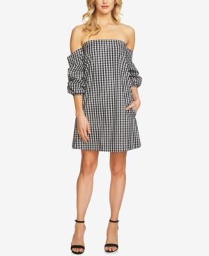 1.state Off-the-shoulder Gingham Cascade Dress