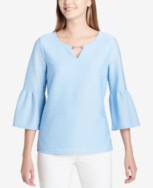 Calvin Klein Textured Embellished Bell-sleeve Top