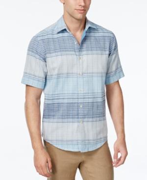 Tasso Elba Men's Big And Tall Cross-dye Plaid Short-sleeve Shirt, Classic Fit