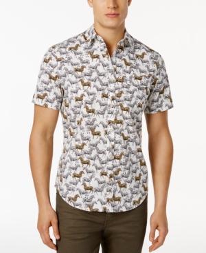 Original Penguin Men's Slim-fit Zebra-print Short-sleeve Shirt