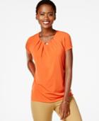 Ny Collection Pleated Hardware-trim Top