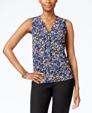 Nine West Printed Button-front Blouse