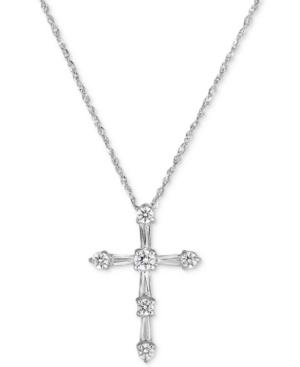 Arabella Swarovski Zirconia Cross 18 Pendant Necklace In 14k White Gold
