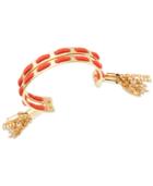 Guess Gold-tone Red Faux Suede Woven Cuff Bracelet
