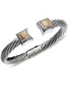14k Gold And Sterling Silver Bangle, Square Cable