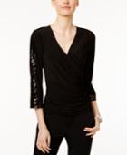Msk Sequined Faux-wrap Top