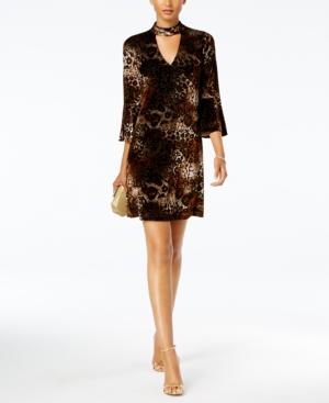 Jessica Howard Animal-print Velvet Choker Dress
