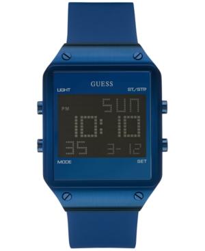 Guess Men's Digital Blue Silicone Strap Watch 55mm U0595g2