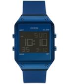 Guess Men's Digital Blue Silicone Strap Watch 55mm U0595g2