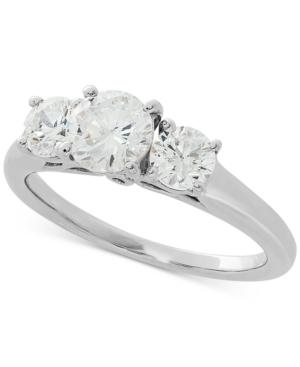 Lab Grown Diamond Three-stone Engagement Ring (1-1/2 Ct. T.w.) In 14k White Gold
