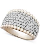 Wrapped In Love Diamond Pave Beaded Statement Ring (1 Ct. T.w.) In 14k Gold, Created For Macy's