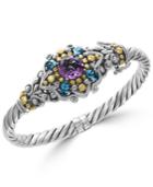 Effy Amethyst (3 Ct. T.w.) And Blue Topaz (2-1/6 Ct. T.w.) Bracelet In Sterling Silver And 18k Gold