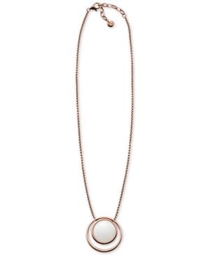 Skagen Sea Glass Rose Gold-tone Stainless Steel White Stone Pendant Necklace Skj0821