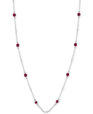 Effy Certified Ruby (1-3/8 Ct. T.w.) & Diamond (1/8 Ct. T.w.) 18 Statement Necklace In 14k White Gold