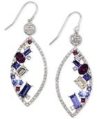Sis By Simone I Smith Purple, White And Blue Crystal Marquise Drop Earrings In Platinum Over Sterling Silver