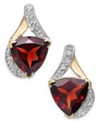 Rhodolite Garnet (4 Ct. T.w.) And Diamond (1/8 Ct. T.w.) Drop Earrings In 14k Gold
