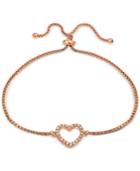 Giani Bernini Cubic Zirconia Pave Heart Adjustable Bracelet In 18k Yellow Or Rose Gold-plated Sterling Silver, Only At Macy's