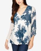 Lucky Brand Draped Floral-print Top
