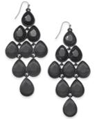 Thalia Sodi Extra Large Hematite-tone Black Crystal Teardrop Drop Earrings, 2.25, Created For Macy's
