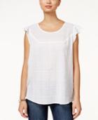 Tommy Hilfiger Eyelet-trim Tonal Plaid Top