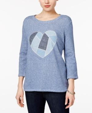 Style & Co Patchwork-heart Roll-tab Top, Only At Macy's