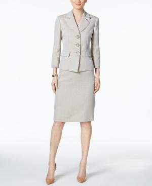 Le Suit Herringbone Three-button Skirt Suit