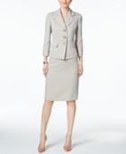 Le Suit Herringbone Three-button Skirt Suit