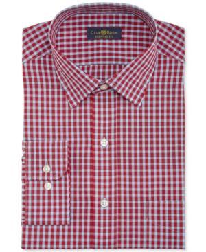 Club Room Estate Wrinkle Resistant Red Small Check Dress Shirt