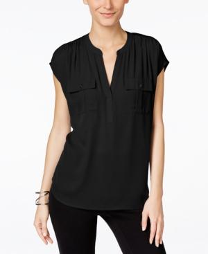 Inc International Concepts Petite Mixed-media Utility Shirt, Created For Macy's