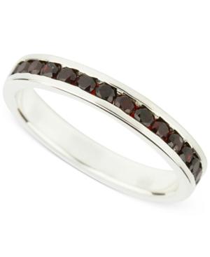 Garnet Accent Ring In Sterling Silver