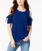 I.n.c. Cold-shoulder Lace-up Top, Created For Macy's