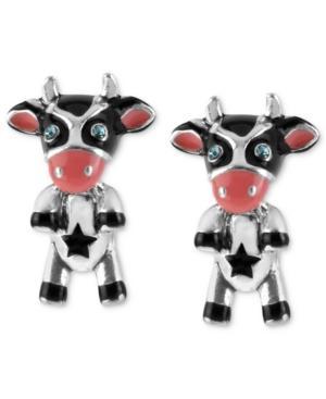 Betsey Johnson Silver-tone Cow Stud Earrings