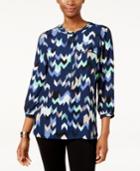 Jm Collection Petite Printed Blouse, Only At Macy's