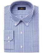 Club Room Men's Classic/regular Fit Medium Blue Gingham Dress Shirt, Only At Macy's