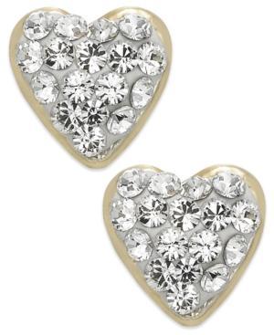 Children's 14k Gold Earrings, Crystal Heart Earrings