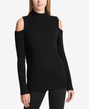 Dkny Cold-shoulder Mock Neck Sweater