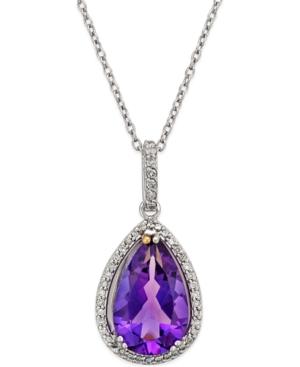 Amethyst And White Topaz Halo Pendant Necklace (4-1/4 Ct. T.w.) In Sterling Silver