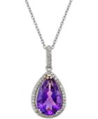 Amethyst And White Topaz Halo Pendant Necklace (4-1/4 Ct. T.w.) In Sterling Silver
