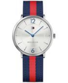 Tommy Hilfiger Men's Casual Sport Slim Navy And Red Striped Nylon Strap Watch 40mm 1791328