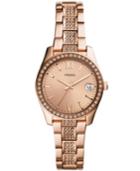 Fossil Women's Scarlette Rose Gold-tone Stainless Steel Bracelet Watch 28mm