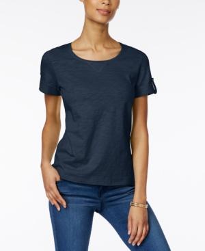 Karen Scott Cuffed Cotton Active T-shirt, Only At Macy's