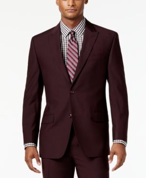 Sean John Men's Classic-fit Burgundy Solid Suit Jacket