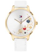 Tommy Hilfiger Women's White Leather Strap Watch 38mm, Created For Macy's