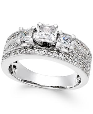 Diamond Three-stone Engagement Ring (1 Ct. T.w.) In 14k White Gold