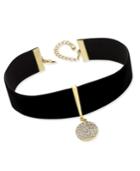Inc International Concepts Gold-tone Velvet Pave Disc Choker Necklace, Only At Macy's