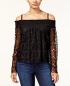 Bcx Juniors' Smocked Lace Off-the-shoulder Top
