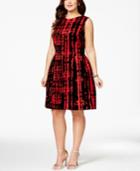 Calvin Klein Plus Size Sleevless Printed Scuba Dress, Macy's Exclusive