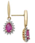 Ruby (1 Ct. T.w.) & Diamond (1/5 Ct. T.w.) Drop Earrings In 14k Gold