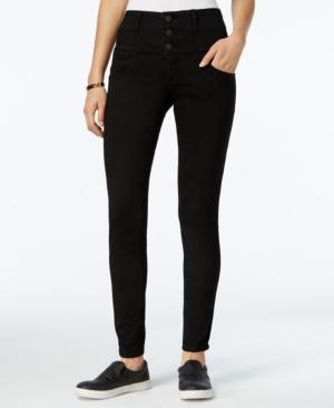 Rewind Juniors' Techno-tuck High-waist Skinny Jeans